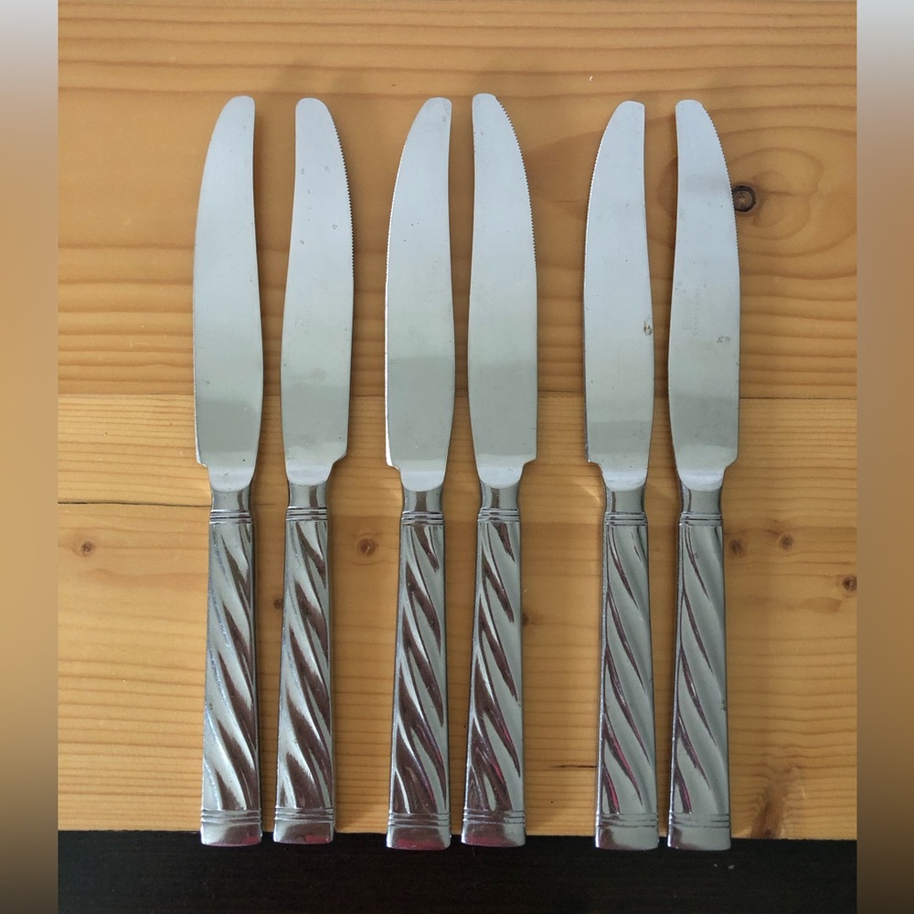 Set of 6 Cambridge Stainless Korea Knives Twist Handle Table Butter Knife